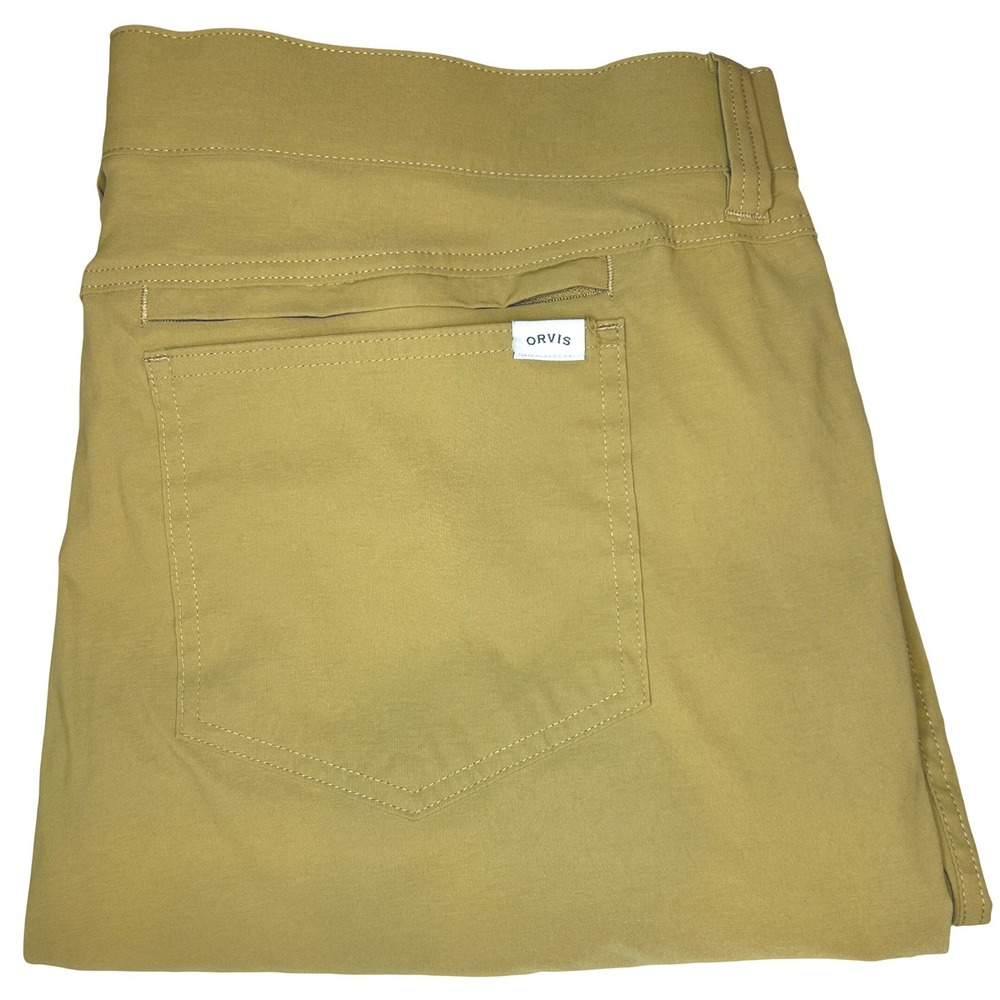 Orvis Tech Pants 40x29 Men's Khaki Tan Water Repellent Stretch Hiking Utility